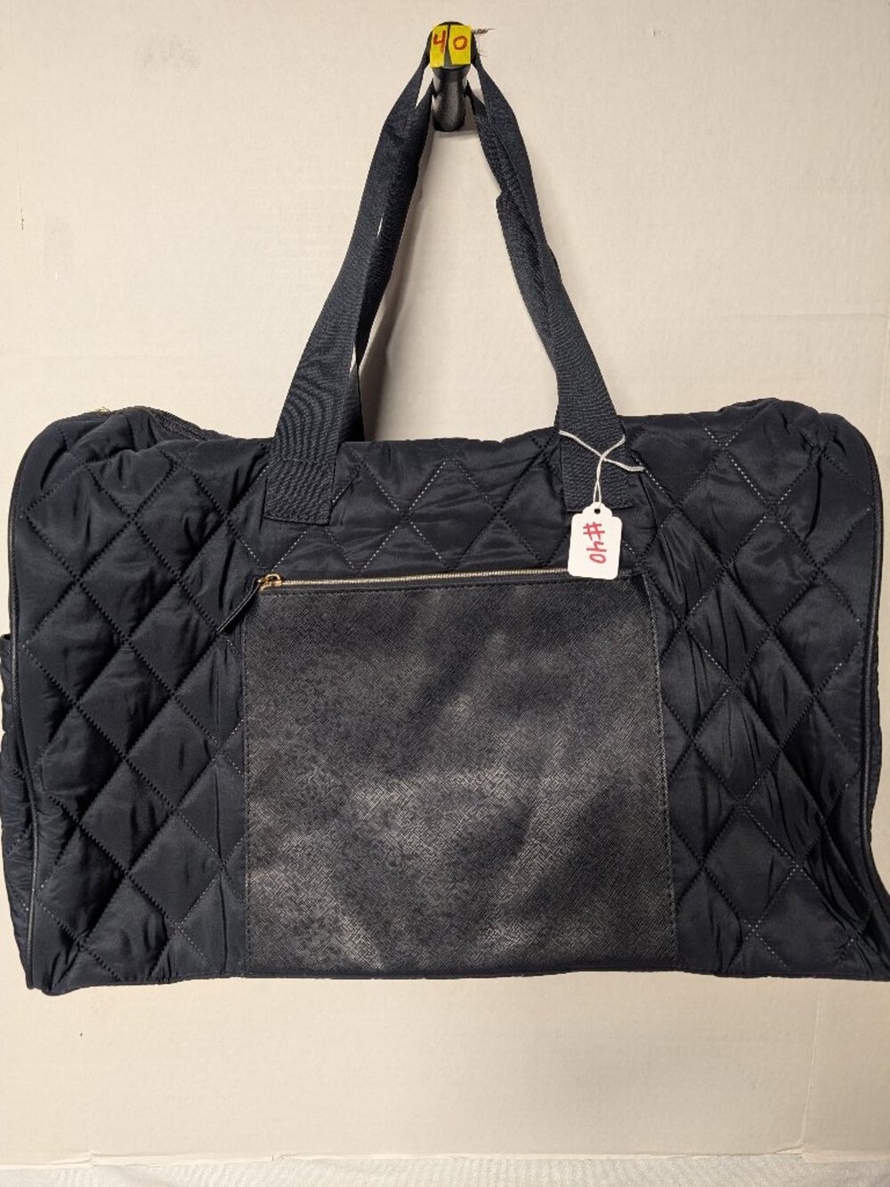 New Navy Blue Quilted Packable Weekender Duffel Travel Bag